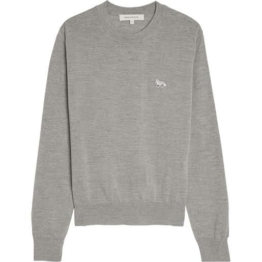 Maison Kitsuné felpa con applicazione baby fox - grigio