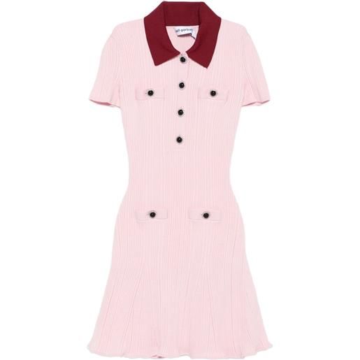 Self-Portrait abito corto a coste con decorazione - rosa