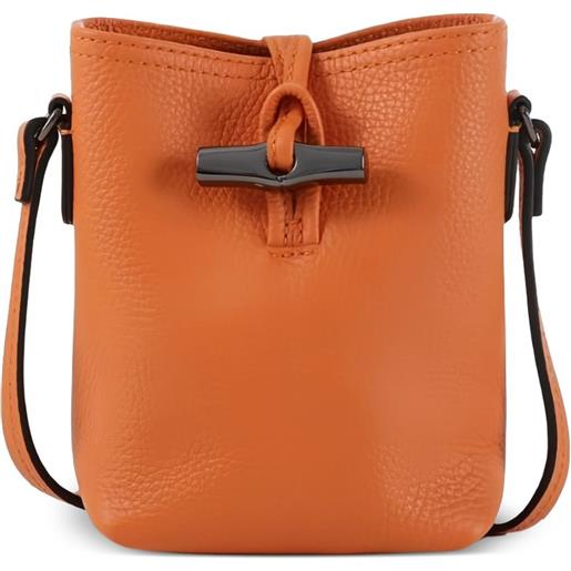 Longchamp borsa a spalla le roseau in pelle - arancione