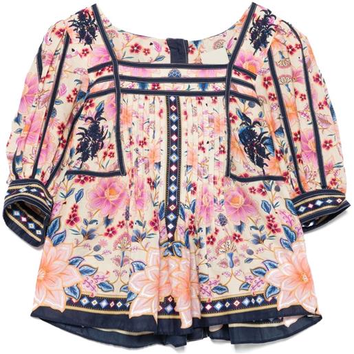 FARM Rio blusa superbloom tapestry - toni neutri