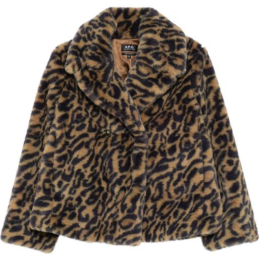 A.P.C. giacca doppiopetto leopardata - marrone