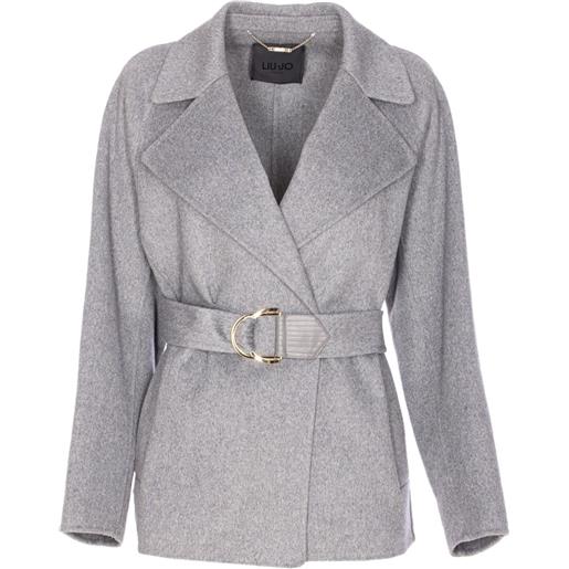 LIU JO cappotto doppiopetto con cintura - grigio