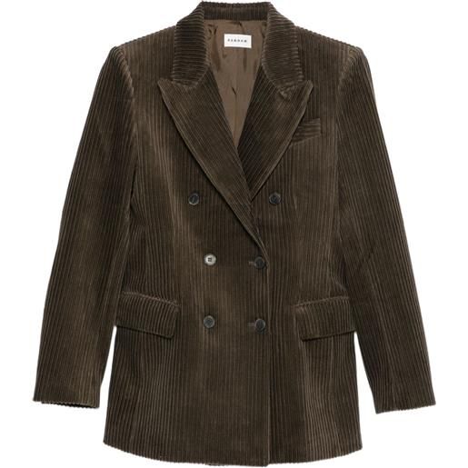 P.A.R.O.S.H. blazer doppiopetto a coste - verde