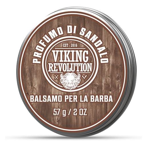 Viking Revolution - balsamo barba uomo - regalo uomo - ammorbidisce e domina barba e baffi con oli naturali di argan & jojoba, profumo di sandalo - 57g