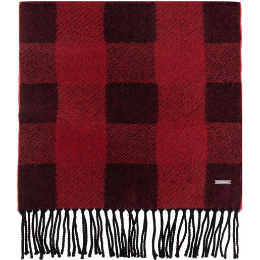 DSQUARED2 sciarpa a quadri con frange - rosso