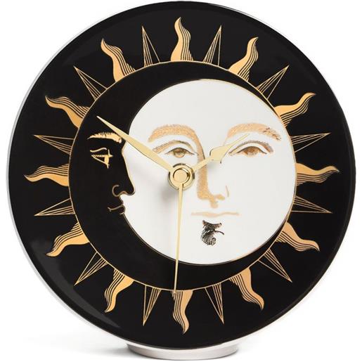 Fornasetti orologio decorativo con sole e luna - nero