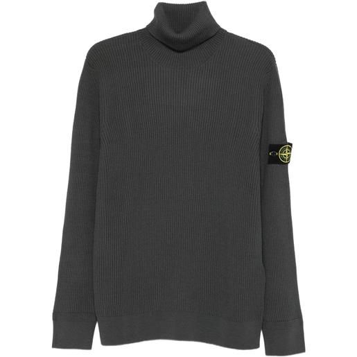 Stone Island maglione a coste con collo alto - grigio