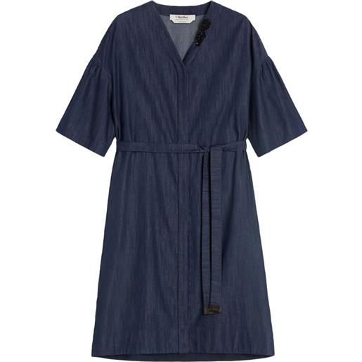 'S Max Mara abito corto denim con cintura - blu
