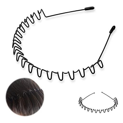 KELUBATU fascia per capelli sportiva da uomo, antiscivolo, sportiva, alla moda, in metallo, per sport all'aria aperta, matrimoni e uso quotidiano (1 confezione)