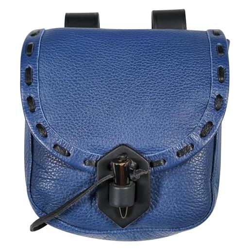 Mythrojan marsupio da cintura in pelle vichinga medievale accessori per costumi rinascimentali larp marsupio portamonete cosplay portamonete antico vintage - blu