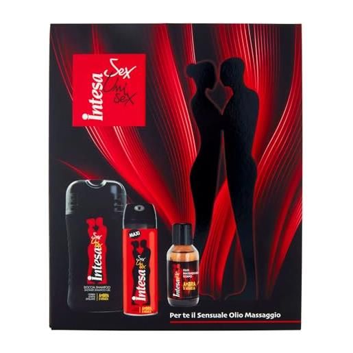 Intesa set sex unisex ambra shampoo, deodorant e olio, 500ml