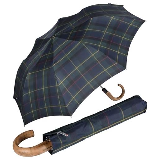 Knirps ombrello tascabile topmatic sl in legno con manico rotondo gents prints, nero - check black, 102 cm