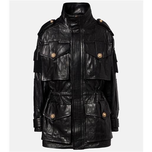 Balmain parka in pelle