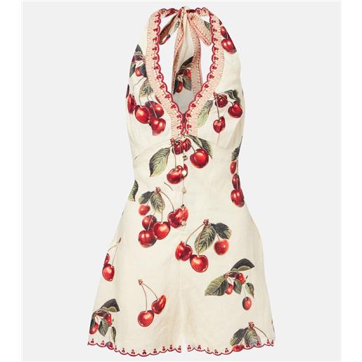 Camilla jumpsuit corta notes from the road in lino con stampa