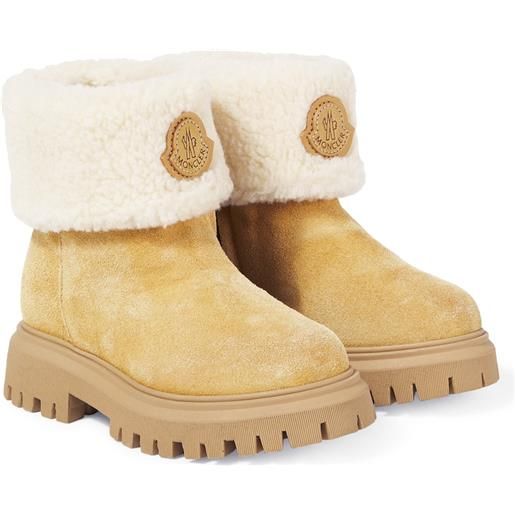 Moncler Enfant stivali in suede e shearling sintetico
