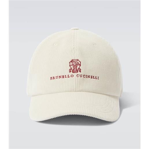 Brunello Cucinelli cappello da baseball in velluto a coste di cotone e cashmere con logo