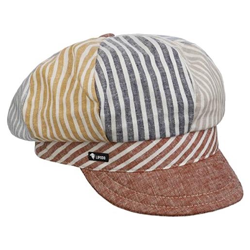 LIPODO berretto newsboy multicolour stripes donna - made in italy cappello baker boy berretti con visiera lino visiera, estate primavera/estate - taglia unica a colori