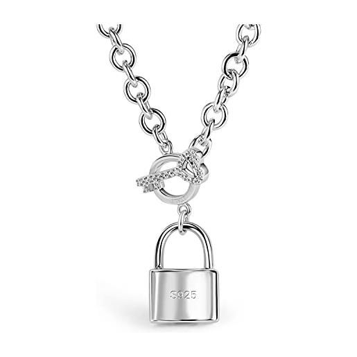 Gleamart Set Di 2 Collane Con Ciondolo Lucchetto E Chiave In Acciaio Inox, Catene Regolabili Da 50 A 70 Cm, Gioielli Unisex In Stile Punk Per Ragazzi E Ragazze