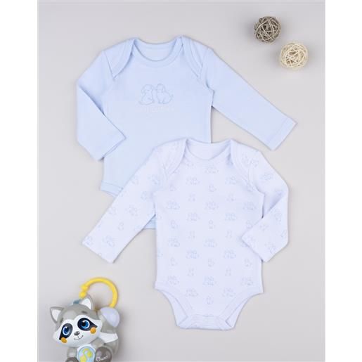 Prénatal pack 2 body manica lunga bianco/azzurro - corredino