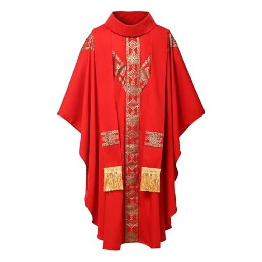 BPURB sacerdoti cattolici chasuble misurino chiesa celebrante padre fiera vestita con stola, colore: rosso, taglia unica