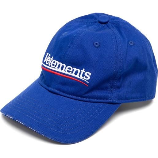 Vetements Kids cappello da baseball con ricamo - blu