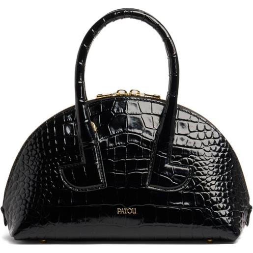 Patou borsa le Patou bowling goffrata effetto coccodrillo - nero