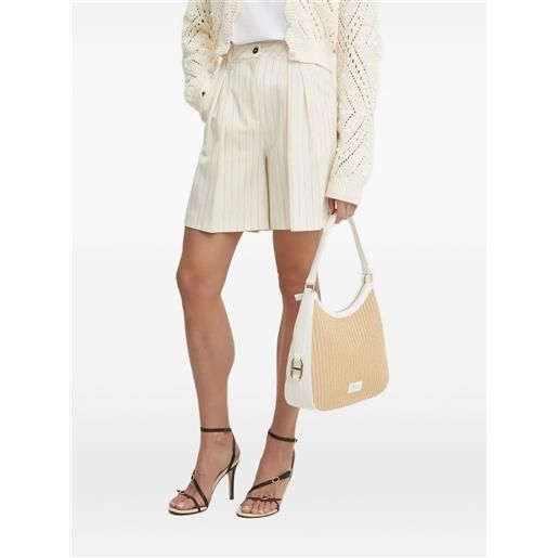 SIMONA CORSELLINI pinstripe-pattern pleated tailored shorts - toni neutri