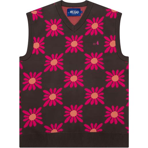 Awake NY gilet a fiori con scollo a v - marrone