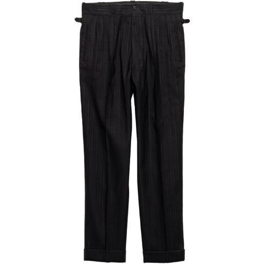 Prada pantaloni gessati con piega - nero