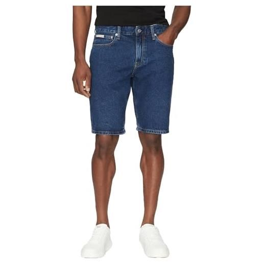 Calvin Klein uomo pantaloncini in jeans regular in cotone, blu (denim dark), 33w