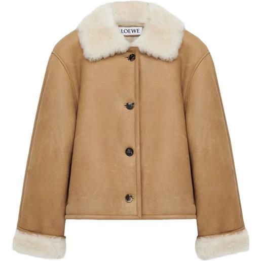 LOEWE giacca con colletto in shearling e bottoni - toni neutri