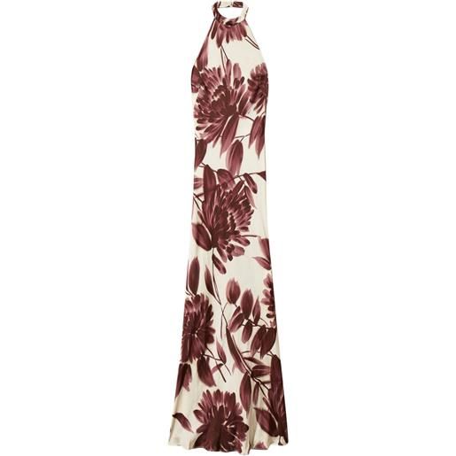 TWINSET abito lungo a fiori con scollo all'americana - rosso