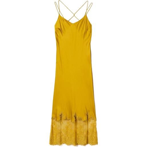 TWINSET abito con bordo in pizzo - giallo