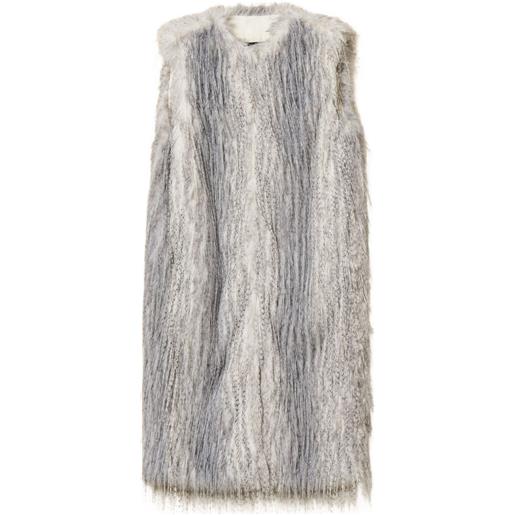 TWINSET cappotto senza maniche in pelliccia sintetica - bianco