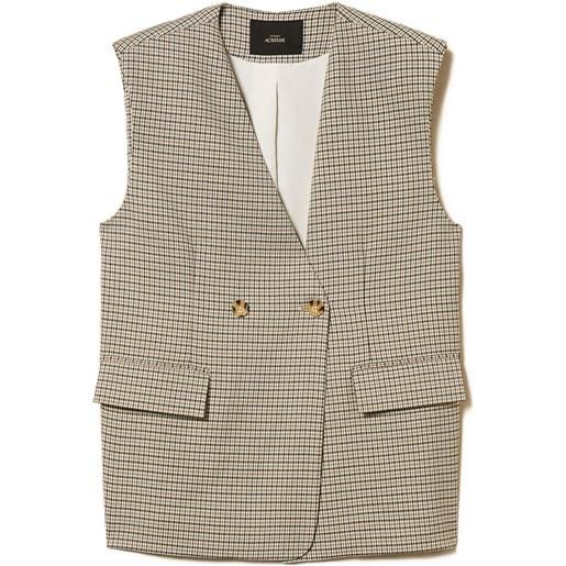 TWINSET gilet doppiopetto in pied-de-poule - toni neutri