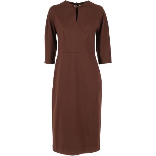 Fabiana Filippi abito midi con maniche a 3/4 - marrone