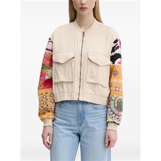 Desigual bomber con design patchwork - toni neutri