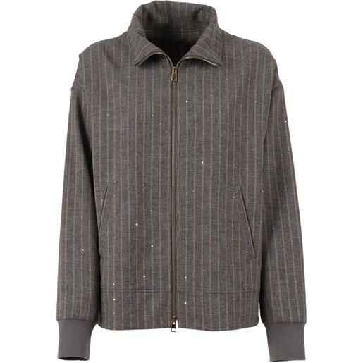 Lorena Antoniazzi giacca gessata con paillettes - grigio