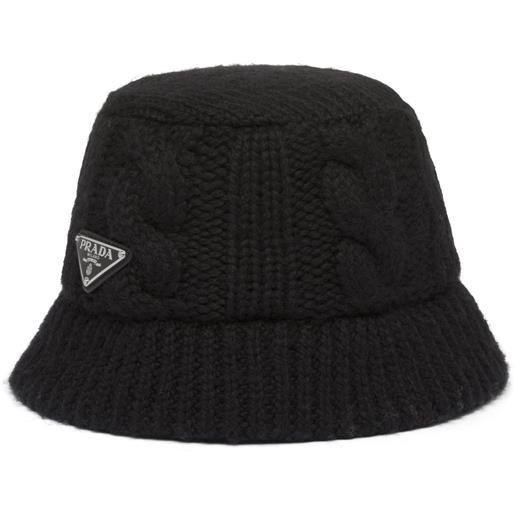 Prada cappello bucket con placca logo - nero