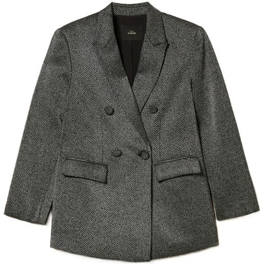 TWINSET blazer doppiopetto spigato - grigio