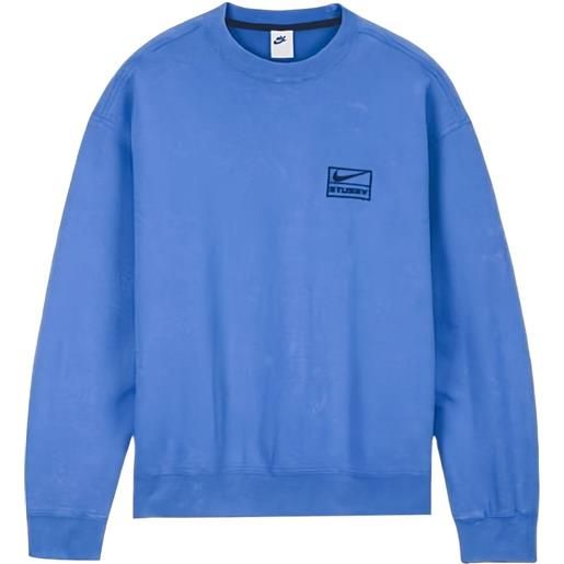 Nike felpa girocollo con lavaggio acido - blu