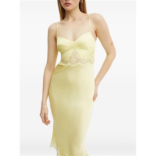 ERMANNO FIRENZE abito midi con bordo in pizzo - giallo