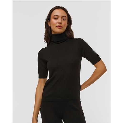 Allude maglione nero a collo alto in lana da donna Allude