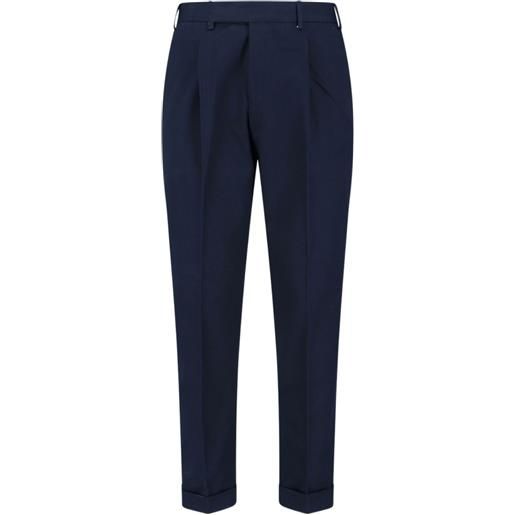 PT Torino pantaloni sartoriali con pieghe e risvolto - blu