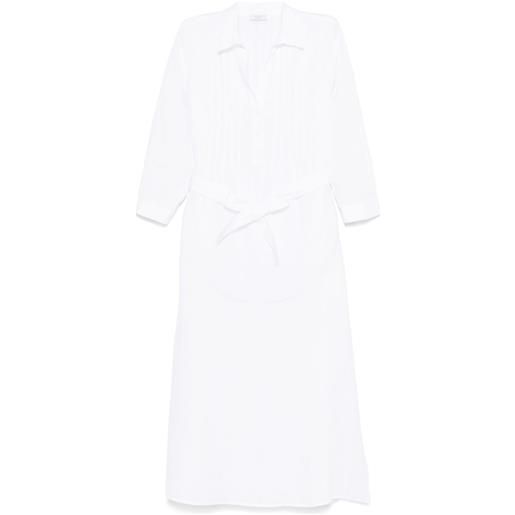 Peserico abito midi con dettaglio a punto smock - bianco