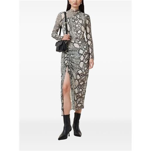 AllSaints abito midi con stampa pelle di serpente - toni neutri