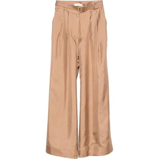 ZIMMERMANN pantaloni plissé con cintura - marrone