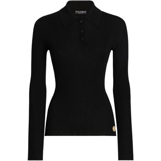 Dolce & Gabbana polo a coste a maniche lunghe - nero