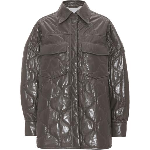 REMAIN giacca-camicia trapuntata in pelle - grigio