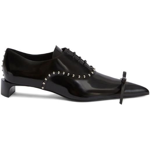 Jil Sander oxford in pelle con borchie - nero